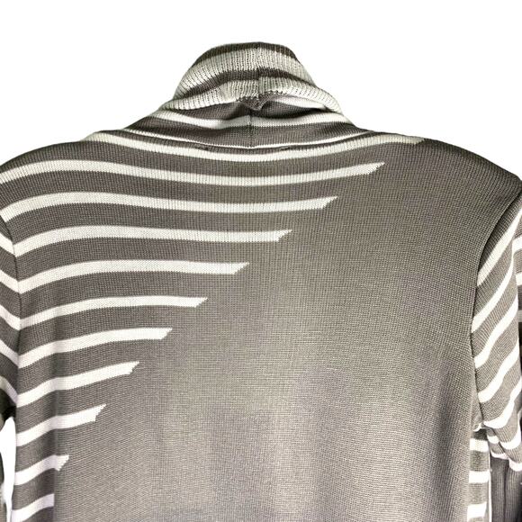 Staring At Stars Cardigan Sweater Womens XS Gray Black Striped Waterfall Front - Picture 5 of 10
